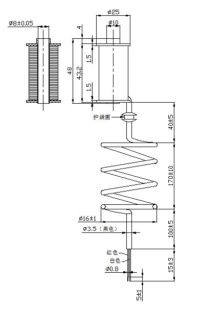 24V游戲機(jī)電磁鐵線(xiàn)圈定制尺寸圖